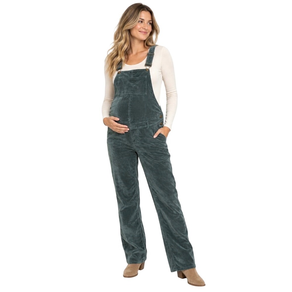 HATCH Women Corduroy Maternity Overalls Teal Green Size 1 Small